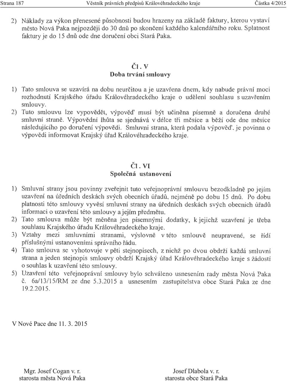 Pace dne 11. 3. 2015 Mgr. Josef Cogan v. r.