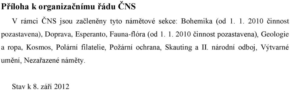 1. 2010 činnost pozastavena), Geologie a ropa, Kosmos, Polární filatelie, Požární