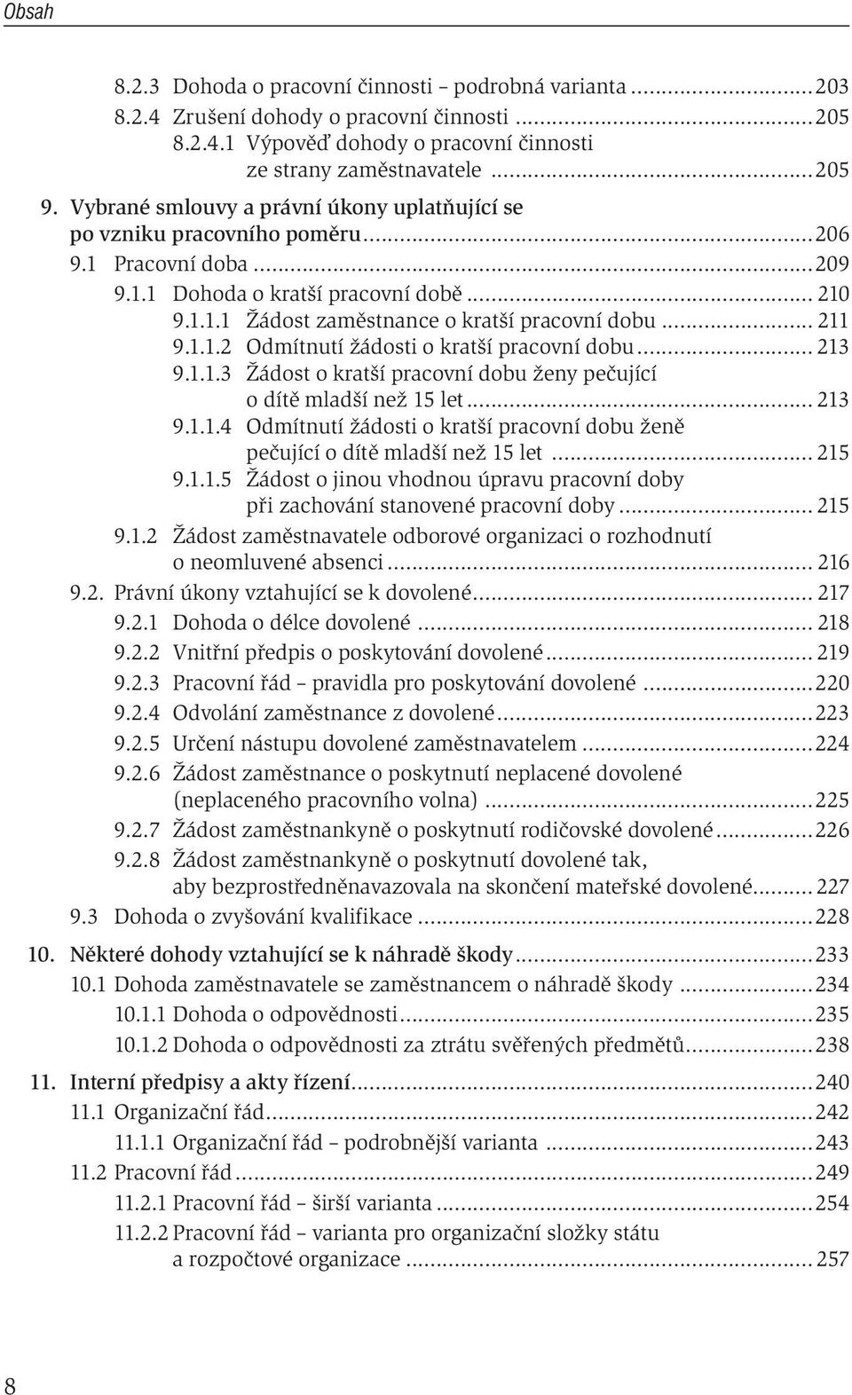 .. 211 9.1.1.2 Odmítnutí žádosti o kratší pracovní dobu... 213 9.1.1.3 Žádost o kratší pracovní dobu ženy pečující o dítě mladší než 15 let... 213 9.1.1.4 Odmítnutí žádosti o kratší pracovní dobu ženě pečující o dítě mladší než 15 let.