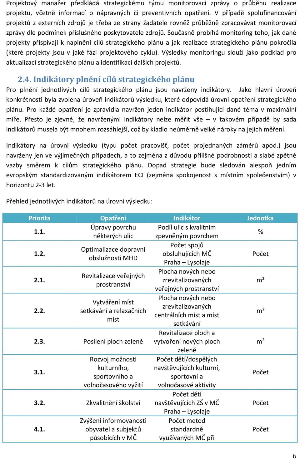 Současně probíhá monitoring toho, jak dané projekty přispívají k naplnění cílů strategického plánu a jak realizace strategického plánu pokročila (které projekty jsou v jaké fázi projektového cyklu).