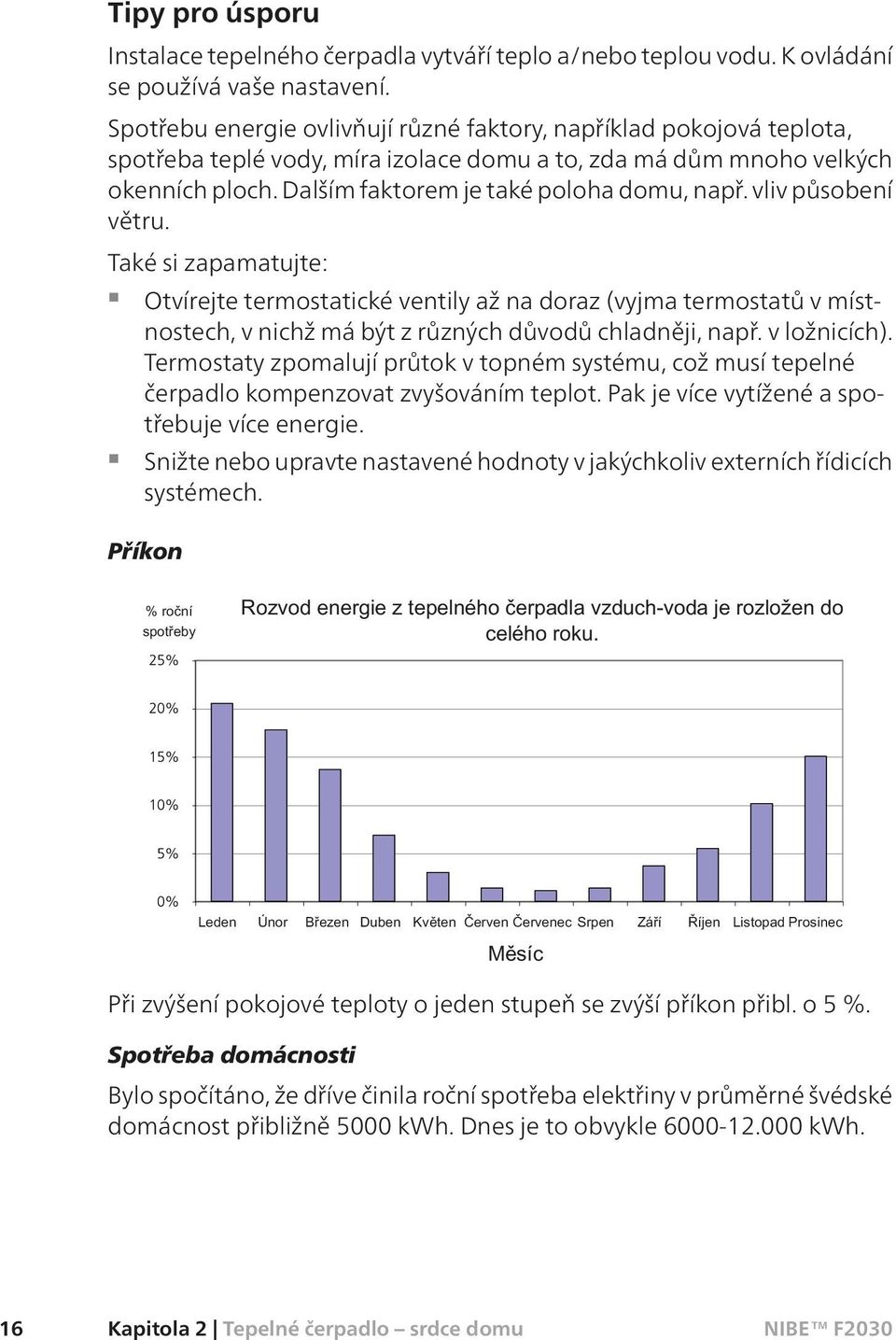 vliv působení větru. Také si zapamatujte: Otvírejte termostatické ventily až na doraz (vyjma termostatů v místnostech, v nichž má být z různých důvodů chladněji, např. v ložnicích).