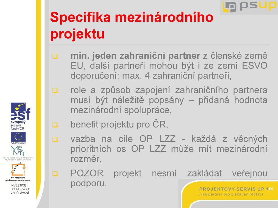 4 zahraniční partneři, role a způsob zapojení zahraničního partnera musí být náležitě popsány přidaná