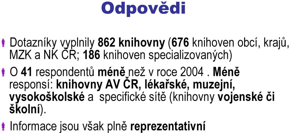 Méně responsí: knihovny AV ČR, lékařské, muzejní, vysokoškolské a