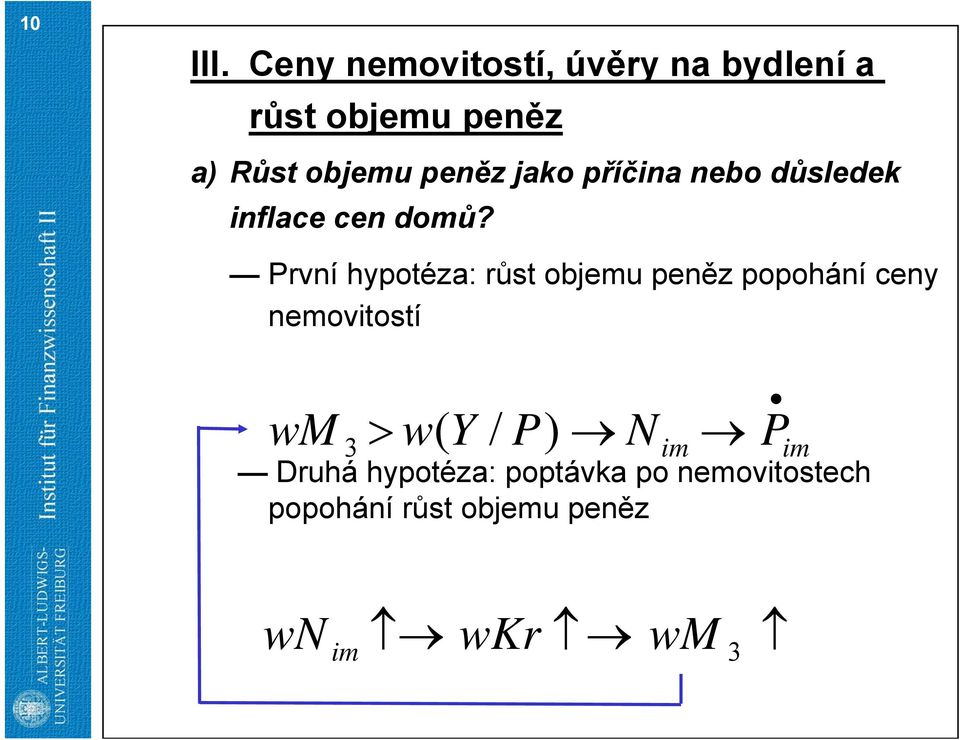 peněz jako příčina nebo důsledek inflace cen domů?