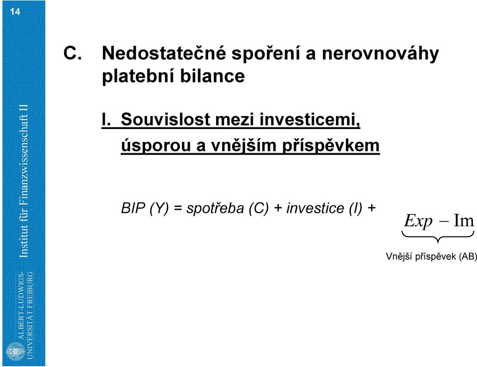 Souvislost mezi investicemi, úsporou a vnějším