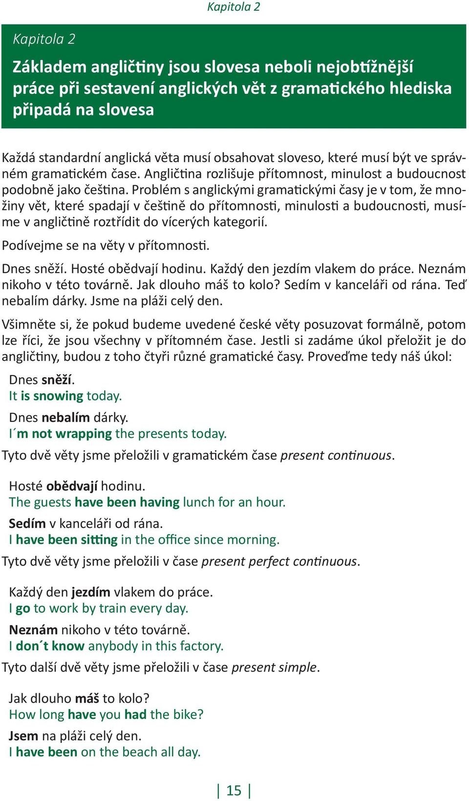 Problém s anglickými grama ckými časy je v tom, že množiny vět, které spadají v češ ně do přítomnos, minulos a budoucnos, musíme v anglič ně roztřídit do vícerých kategorií.