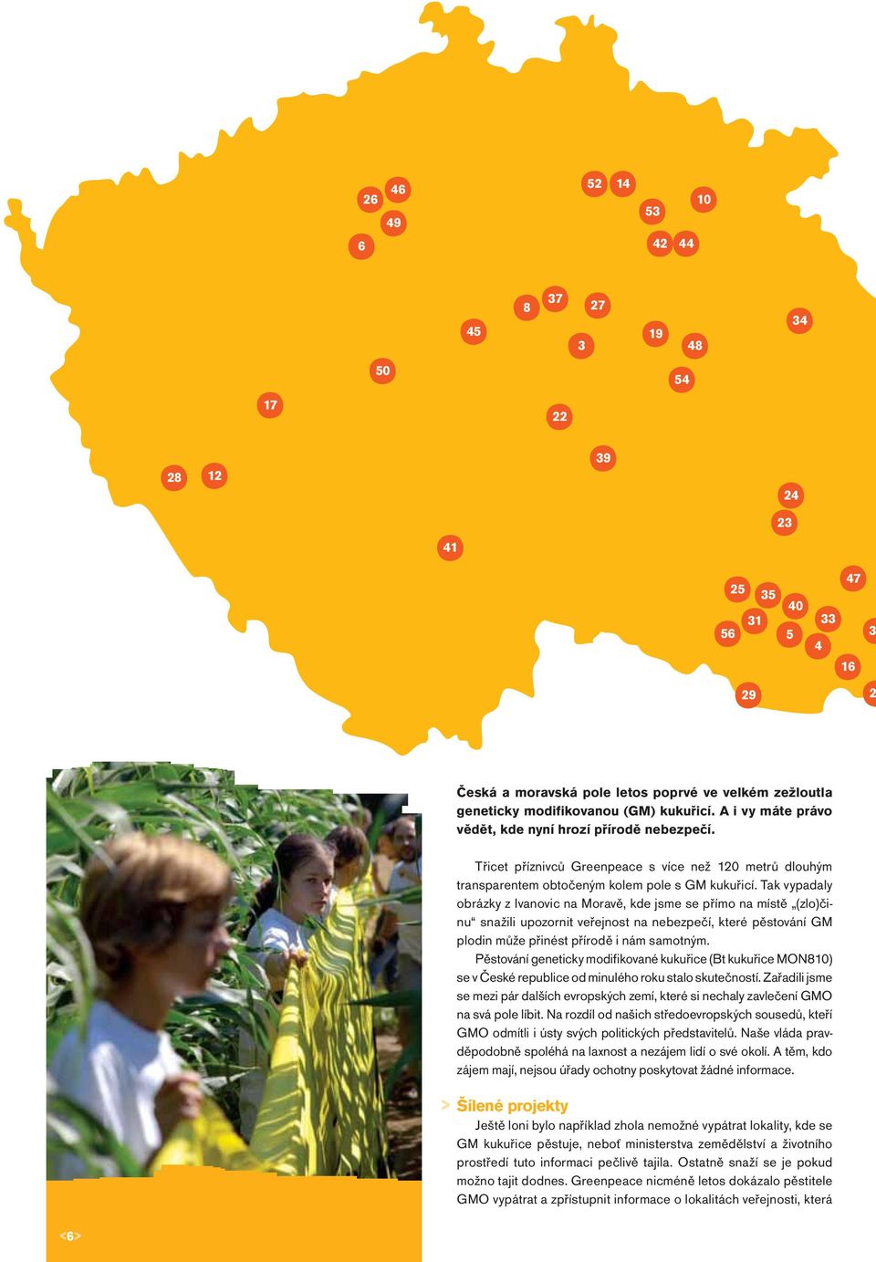 Tak vypadaly obrázky z Ivanovic na Moravě, kde jsme se přímo na místě (zlo)činu snažili upozornit veřejnost na nebezpečí, které pěstování GM plodin může přinést přírodě i nám samotným.