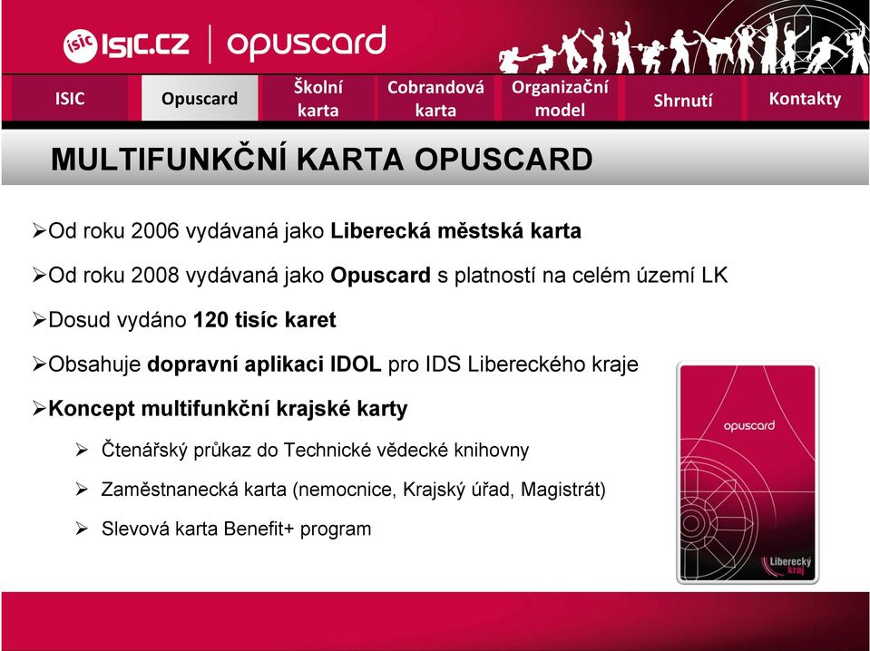 aplikaci IDOL pro IDS Libereckého kraje Koncept multifunkční krajské karty Čtenářský průkaz