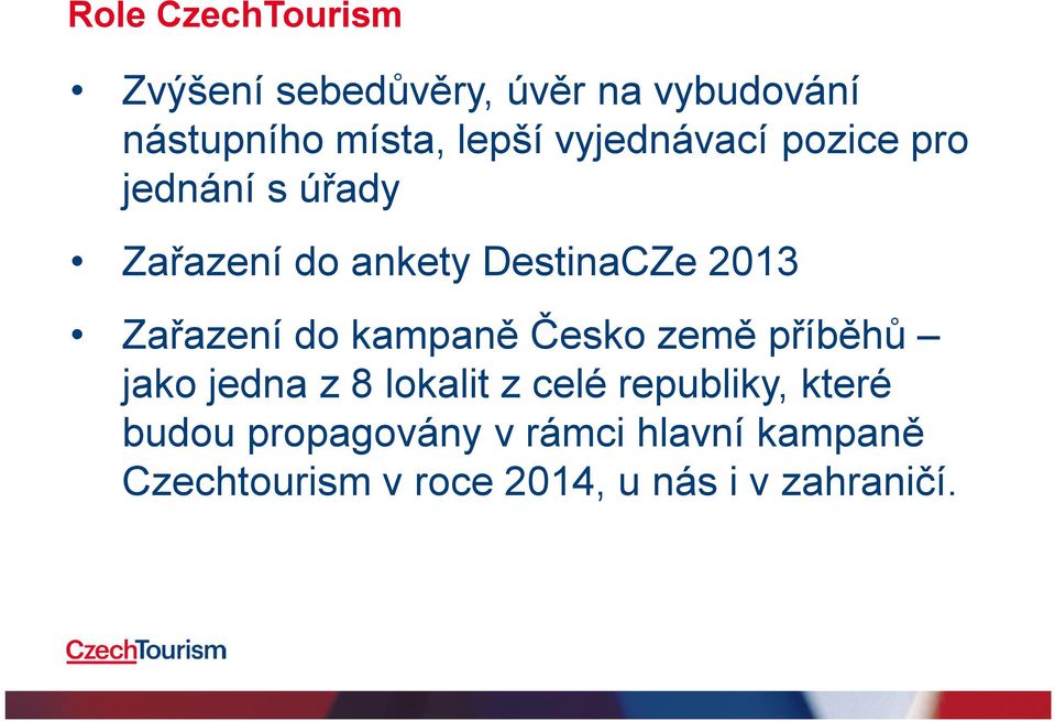 Zařazení do kampaně Česko země příběhů jako jedna z 8 lokalit z celé republiky,