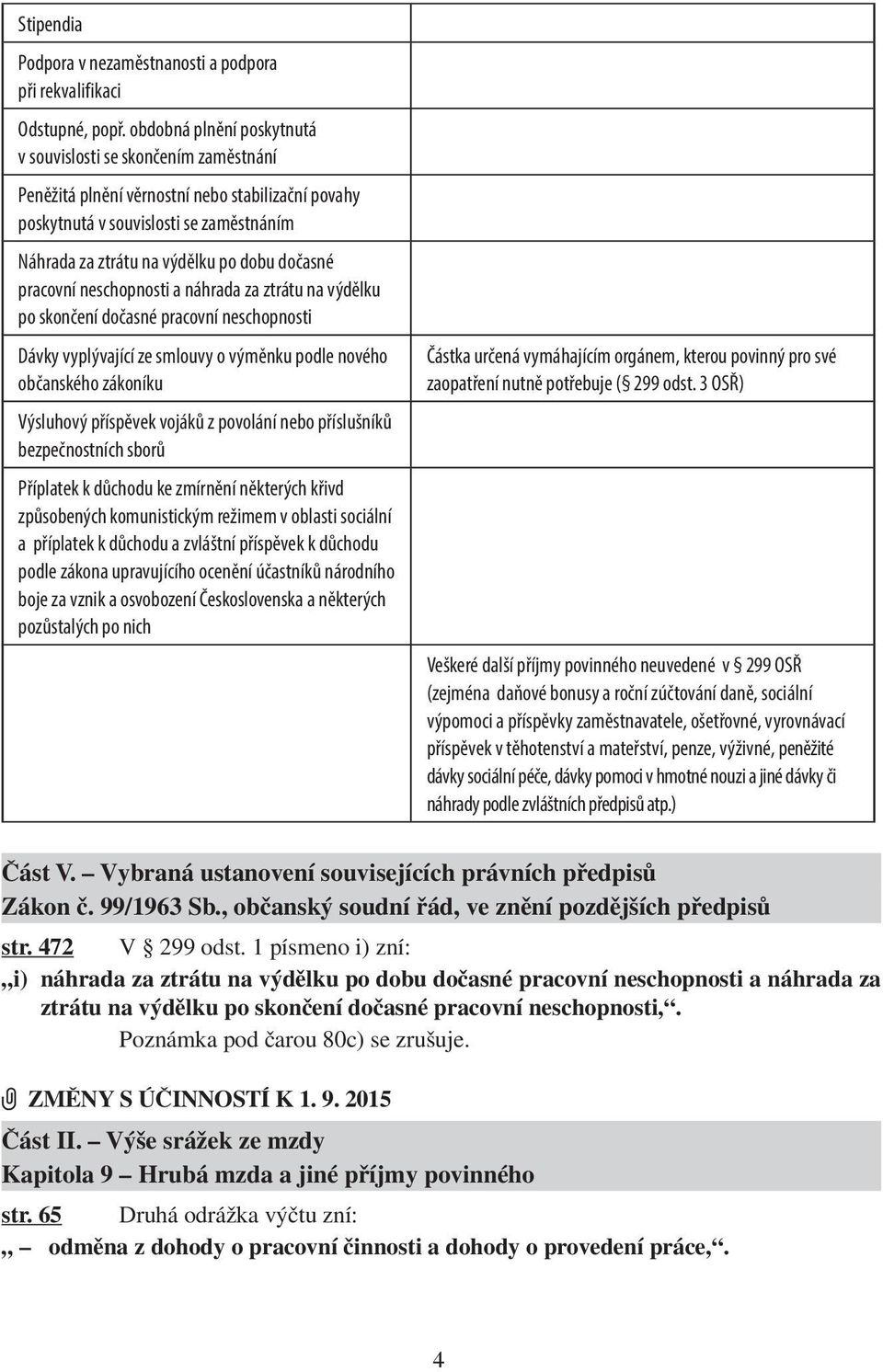 pracovní neschopnosti a náhrada za ztrátu na výdělku po skončení dočasné pracovní neschopnosti Dávky vyplývající ze smlouvy o výměnku podle nového občanského zákoníku Výsluhový příspěvek vojáků z