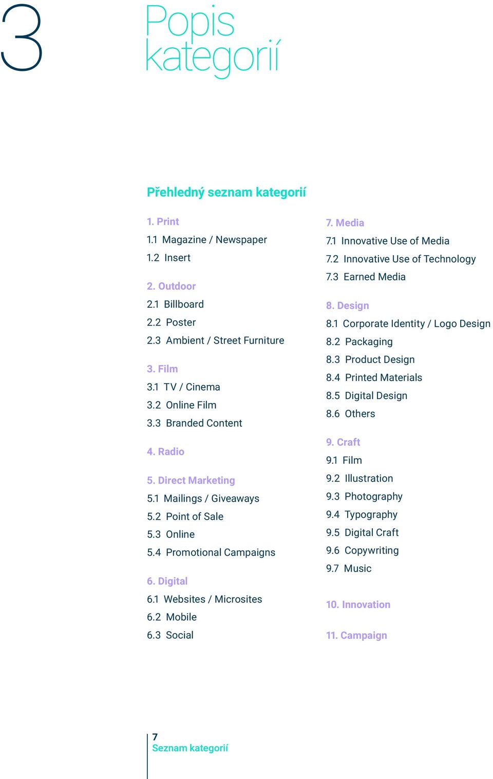 2 Mobile 6.3 Social 7. Media 7.1 Innovative Use of Media 7.2 Innovative Use of Technology 7.3 Earned Media 8. Design 8.1 Corporate Identity / Logo Design 8.2 Packaging 8.3 Product Design 8.