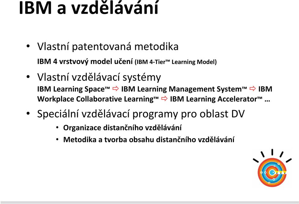 System IBM Workplace Collaborative Learning IBM Learning Accelerator Speciální vzdělávací