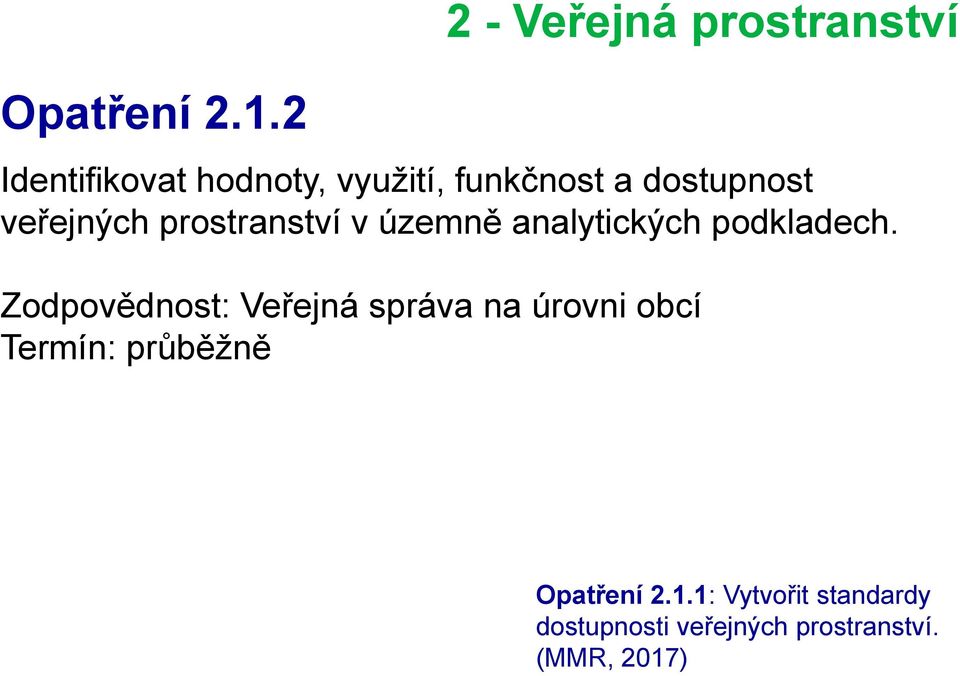 veřejných prostranství v územně analytických podkladech.