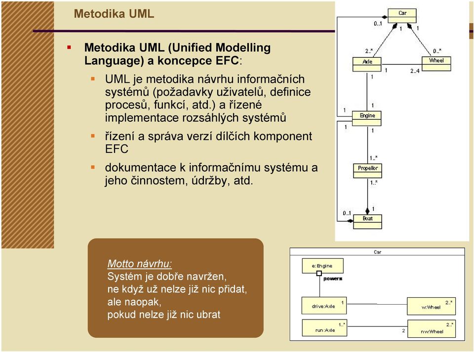 ) a řízené implementace rozsáhlých systémů řízení a správa verzí dílčích komponent EFC dokumentace k