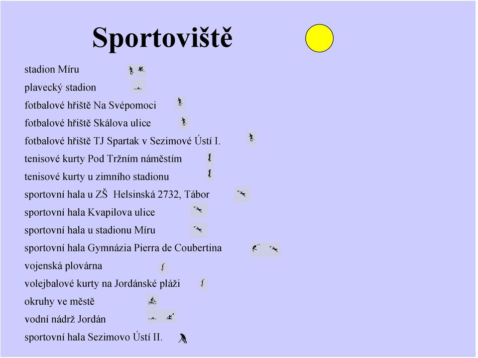 tenisové kurty Pod Tržním náměstím tenisové kurty u zimního stadionu sportovní hala u ZŠ Helsinská 2732, Tábor sportovní