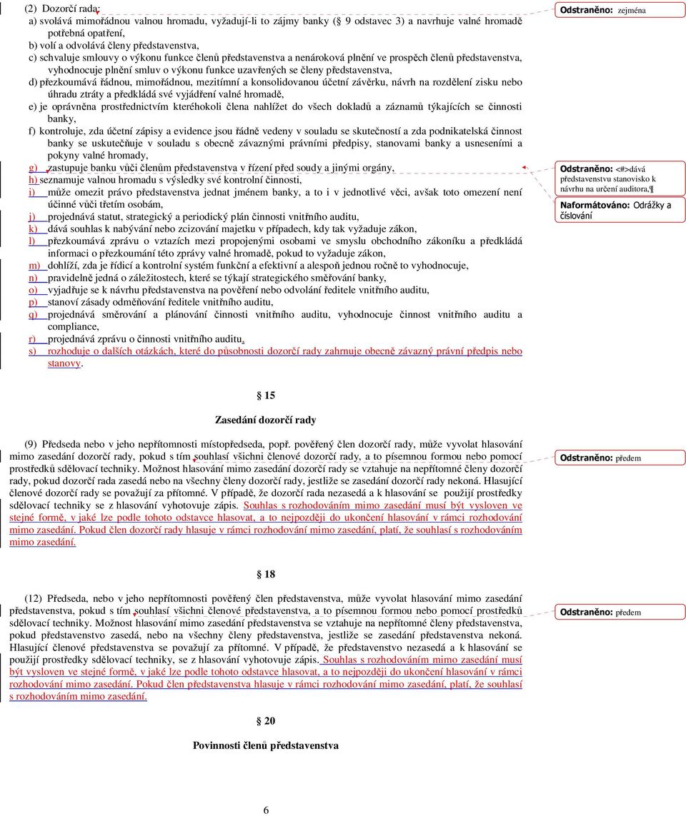 mimořádnou, mezitímní a konsolidovanou účetní závěrku, návrh na rozdělení zisku nebo úhradu ztráty a předkládá své vyjádření valné hromadě, e) je oprávněna prostřednictvím kteréhokoli člena nahlížet