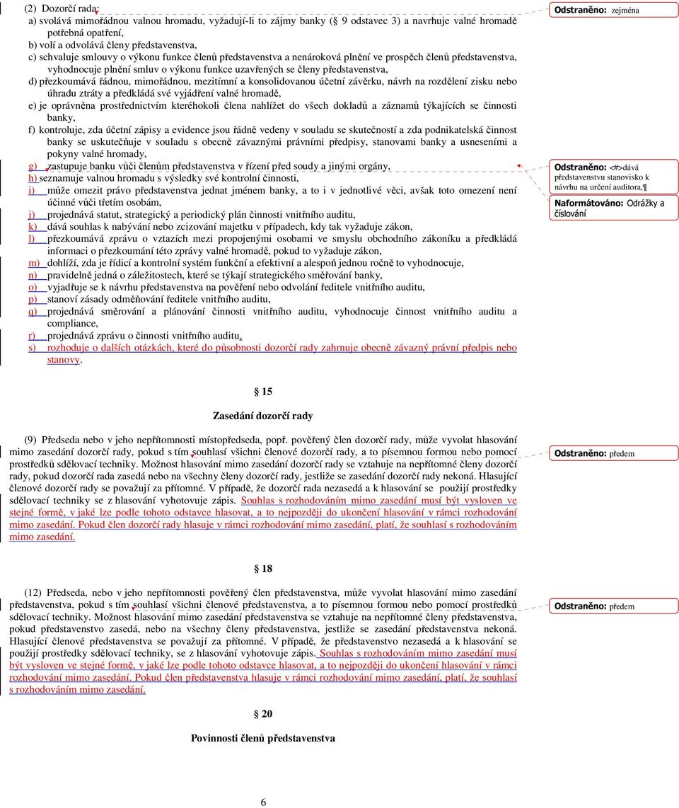 mimořádnou, mezitímní a konsolidovanou účetní závěrku, návrh na rozdělení zisku nebo úhradu ztráty a předkládá své vyjádření valné hromadě, e) je oprávněna prostřednictvím kteréhokoli člena nahlížet