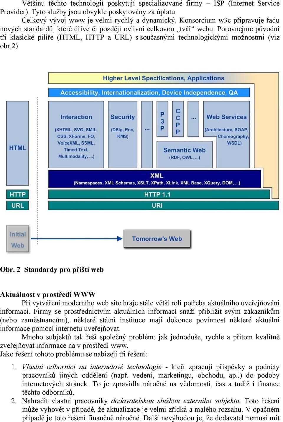 Porovnejme původní tři klasické pilíře (HTML, HTTP a URL) s současnými technologickými možnostmi (viz obr.2) Obr.