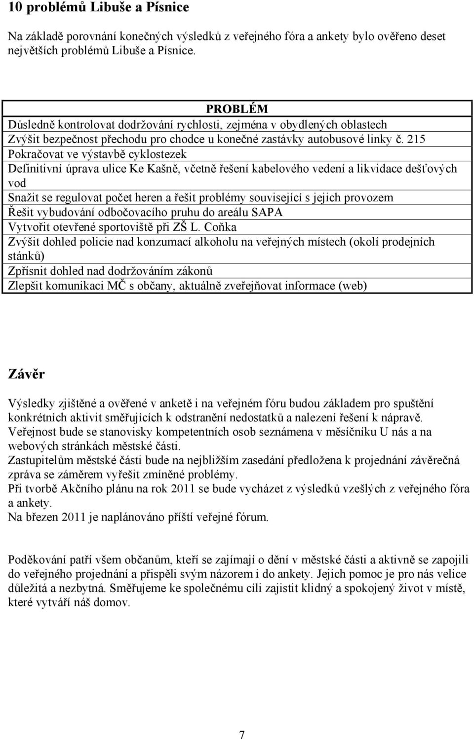 25 Pokrac ovat ve vy stavbe cyklostezek Definitivnı Úprava ulice Ke Kasne, vc etne resenı kabelovýho vedenı a likvidace desžovy ch vod Snazit se regulovat poc et heren a resit problýmy souvisejıcı s