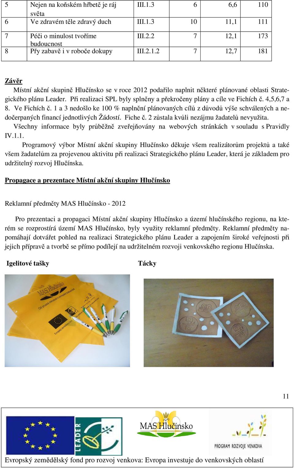 Při realizaci SPL byly splněny a překročeny plány a cíle ve Fichích č. 4,5,6,7 a 8. Ve Fichích č.