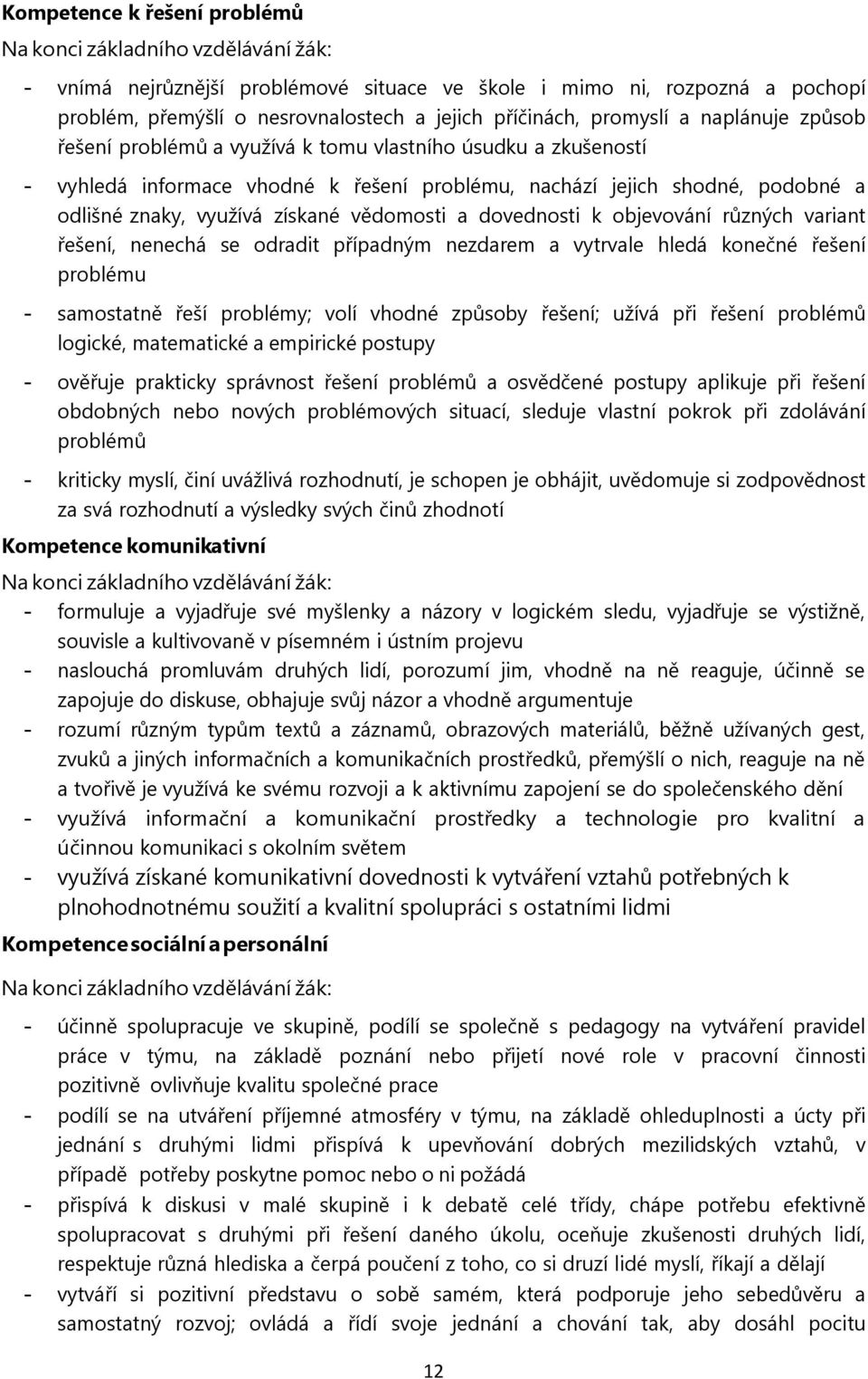 získané vědomosti a dovednosti k objevování různých variant řešení, nenechá se odradit případným nezdarem a vytrvale hledá konečné řešení problému - samostatně řeší problémy; volí vhodné způsoby