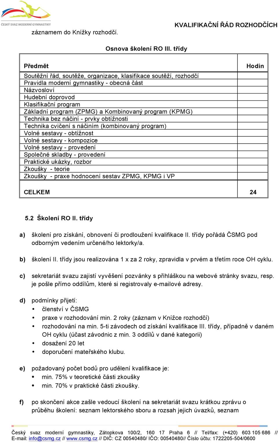 Kombinovaný program (KPMG) Technika bez náčiní - prvky obtížnosti Technika cvičení s náčiním (kombinovaný program) Volné sestavy - obtížnost Volné sestavy - kompozice Volné sestavy - provedení