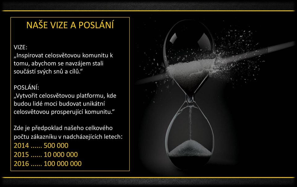 POSLÁNÍ: Vytvořit celosvětovou platformu, kde budou lidé moci budovat unikátní celosvětovou