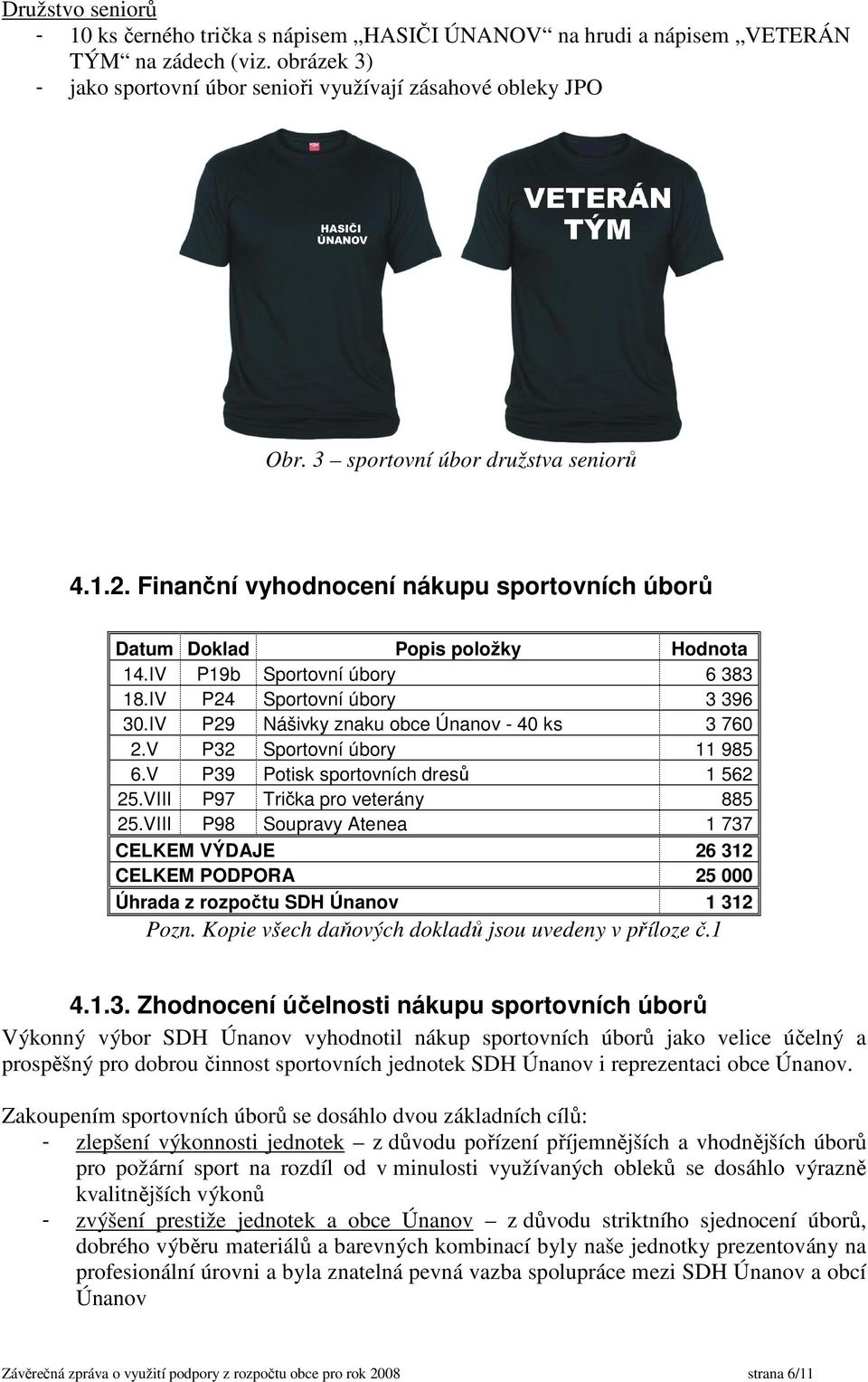 IV P29 Nášivky znaku obce Únanov - 40 ks 3 760 2.V P32 Sportovní úbory 11 985 6.V P39 Potisk sportovních dresů 1 562 25.VIII P97 Trička pro veterány 885 25.