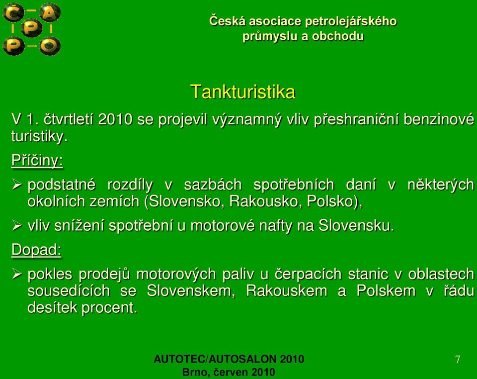 Rakousko, Polsko), vliv snížení spotřební u motorové nafty na Slovensku.