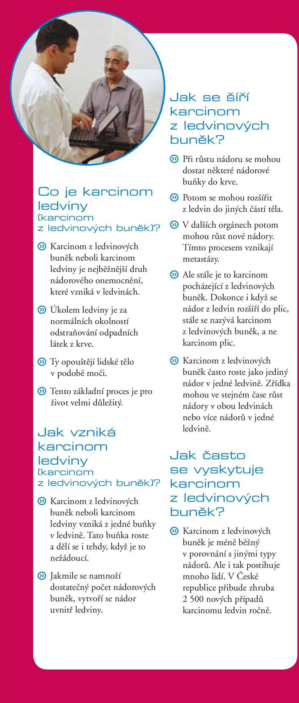 Jak vzniká karcinom ledviny (karcinom buněk)? buněk neboli karcinom ledviny vzniká z jedné buňky v ledvině. Tato buňka roste a dělí se i tehdy, když je to nežádoucí.