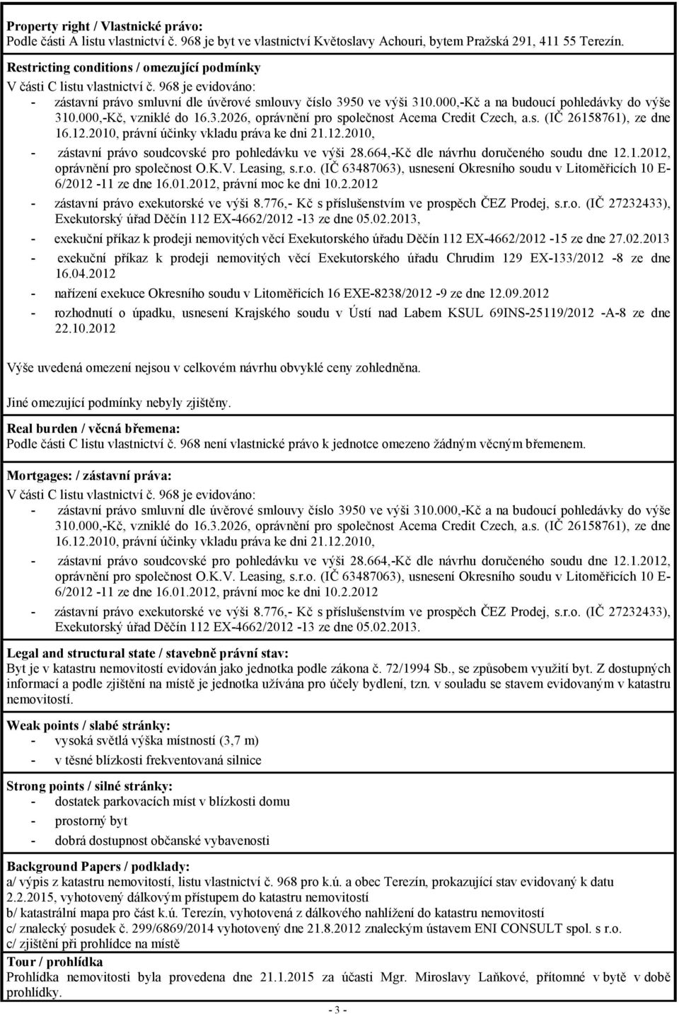 000,-Kč a na budoucí pohledávky do výše 310.000,-Kč, vzniklé do 16.3.2026, oprávnění pro společnost Acema Credit Czech, a.s. (IČ 26158761), ze dne 16.12.