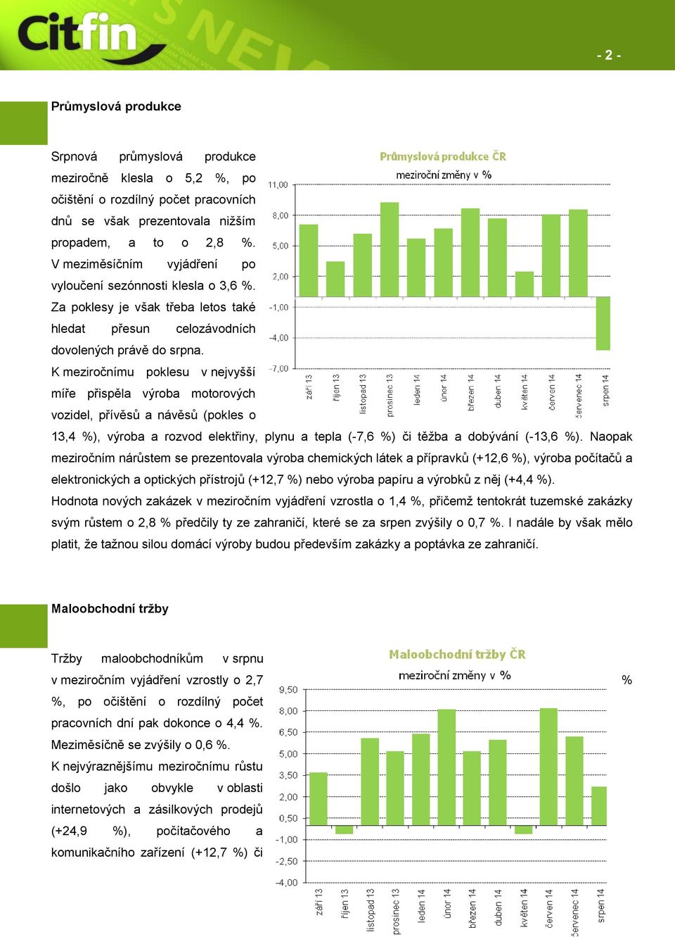 K meziročnímu poklesu v nejvyšší míře přispěla výroba motorových vozidel, přívěsů a návěsů (pokles o 13,4 %), výroba a rozvod elektřiny, plynu a tepla (-7,6 %) či těžba a dobývání (-13,6 %).