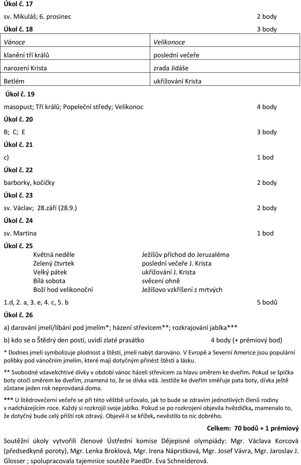 25 Květná neděle Zelený čtvrtek Velký pátek Bílá sobota Boží hod velikonoční 1.d, 2. a, 3. e, 4. c, 5. b Úkol č. 26 Ježíšův příchod do Jeruzaléma poslední večeře J. Krista ukřižování J.