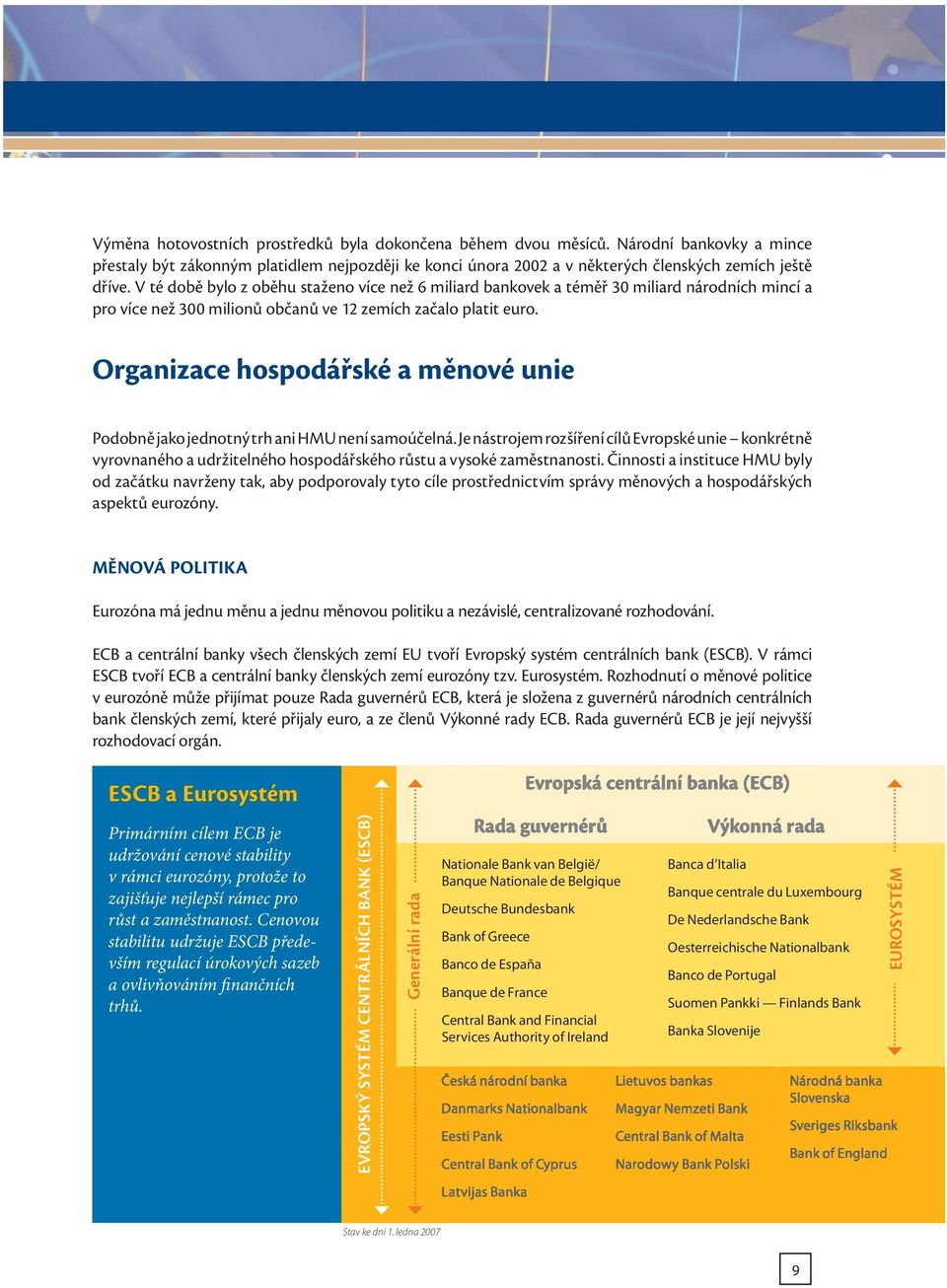 Organizace hospodářské a měnové unie Podobně jako jednotný trh ani HMU není samoúčelná.
