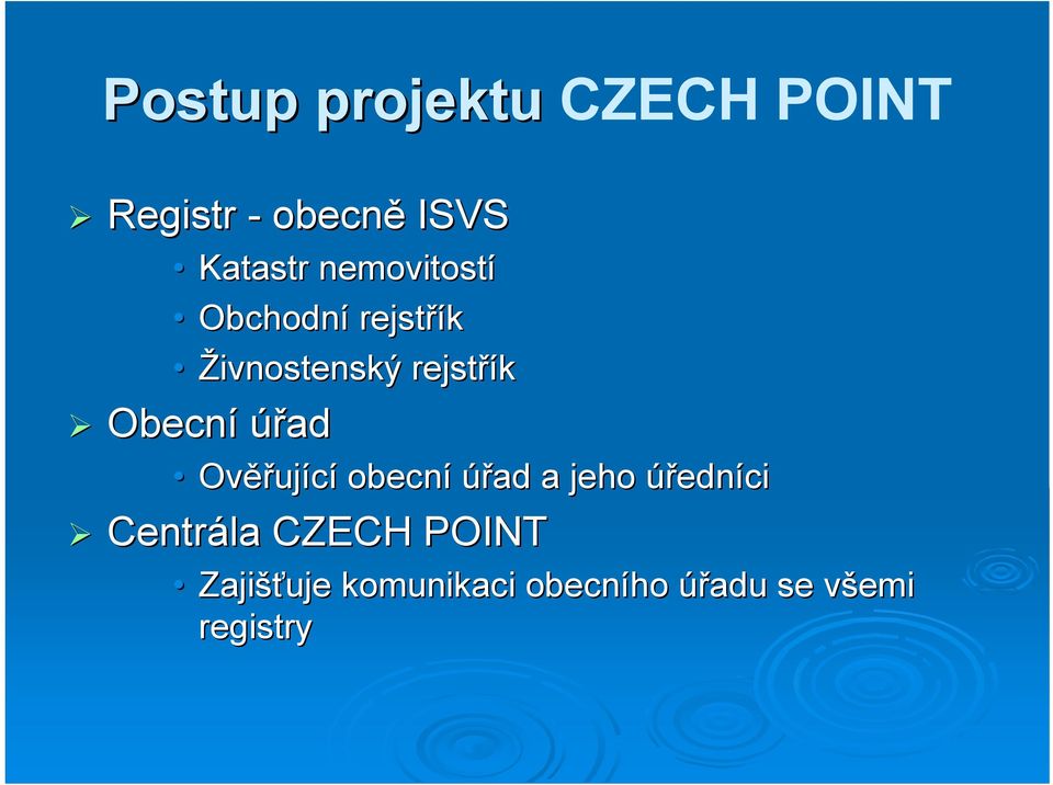 úřad Ověř ěřující obecní úřad a jeho úředníci Centrála