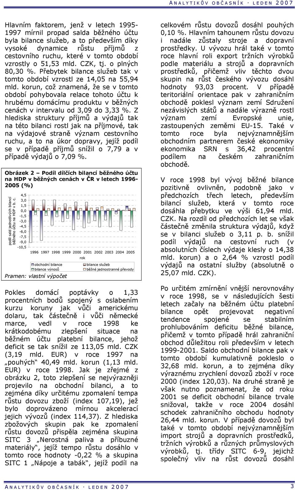 korun, což znamená, že se v tomto období pohybovala relace tohoto účtu k hrubému domácímu produktu v běžných cenách v intervalu od 3,09 do 3,33 %.