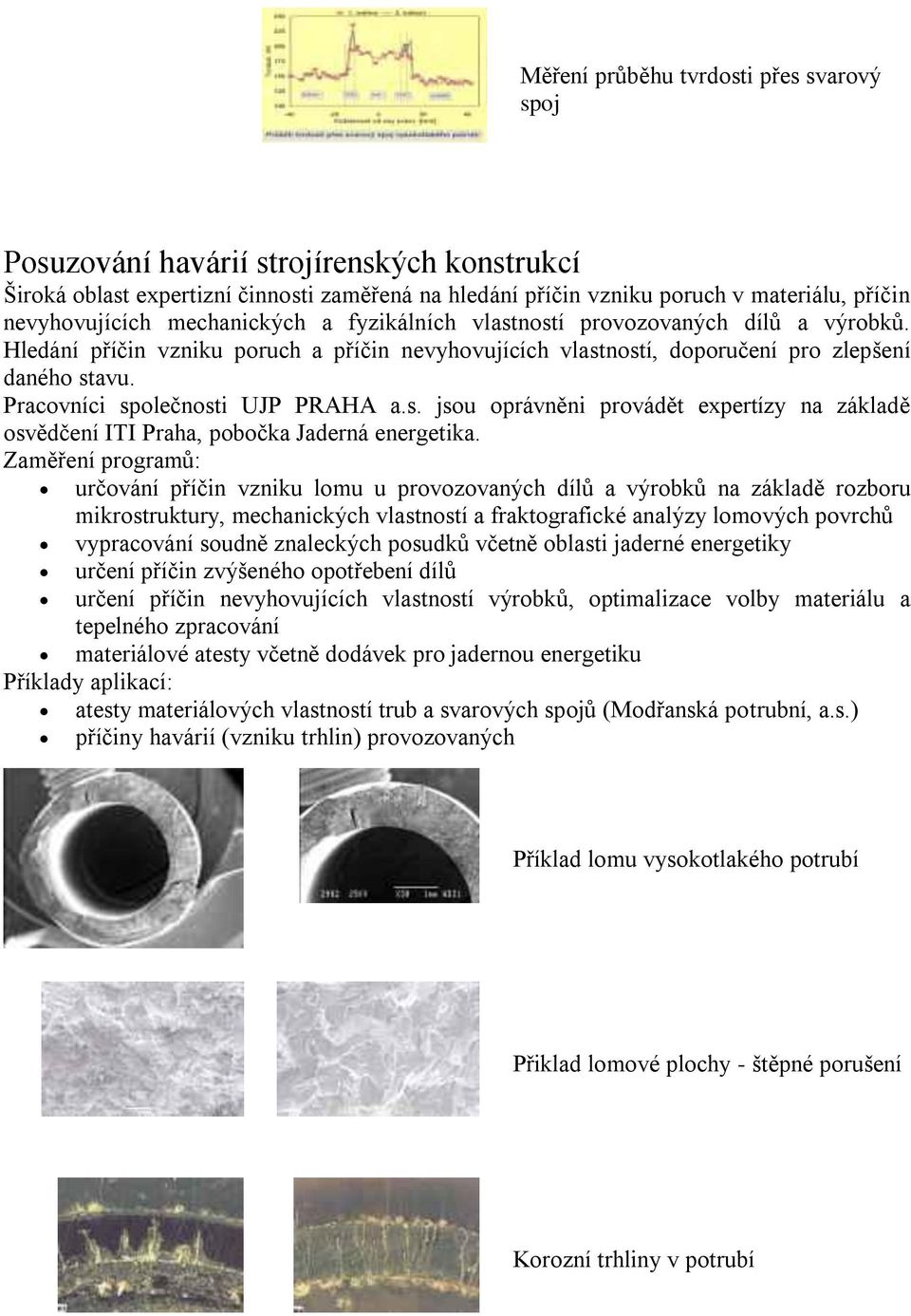 Pracovníci společnosti UJP PRAHA a.s. jsou oprávněni provádět expertízy na základě osvědčení ITI Praha, pobočka Jaderná energetika.