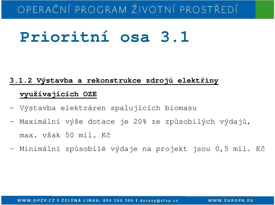 OZE - Výstavba elektráren spalujících biomasu - Maximální výše