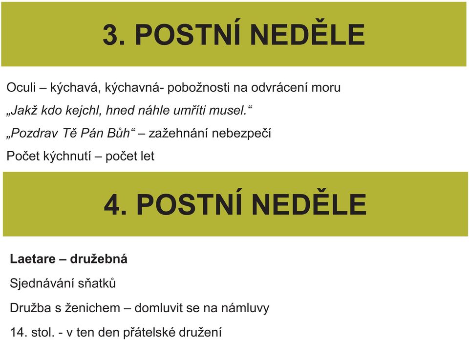 Pozdrav Tě Pán Bůh zažehnání nebezpečí Počet kýchnutí počet let 4.