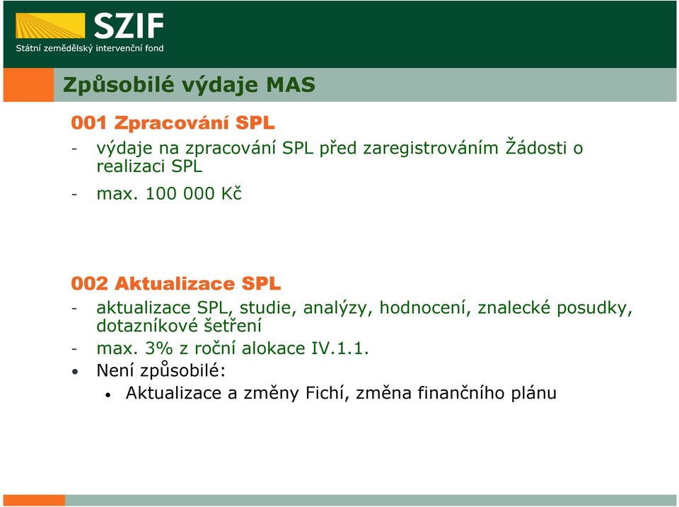 100 000 Kč 002 Aktualizace SPL - aktualizace SPL, studie, analýzy, hodnocení,