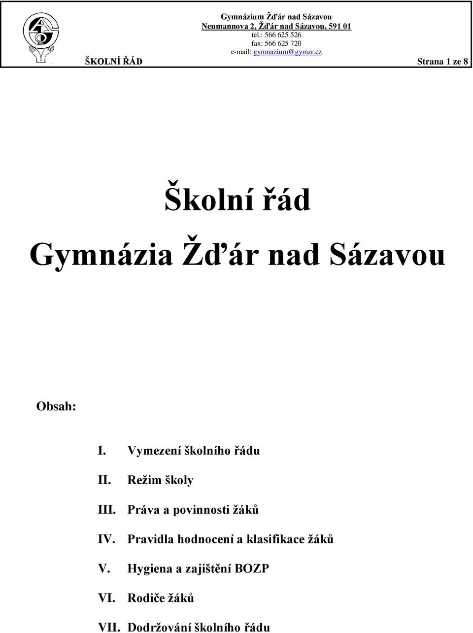 Práva a povinnosti žáků IV.