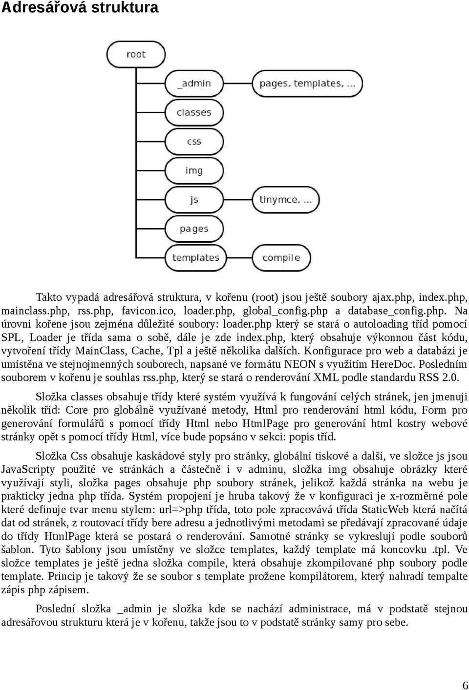 php, který obsahuje výkonnou část kódu, vytvoření třídy MainClass, Cache, Tpl a ještě několika dalších.