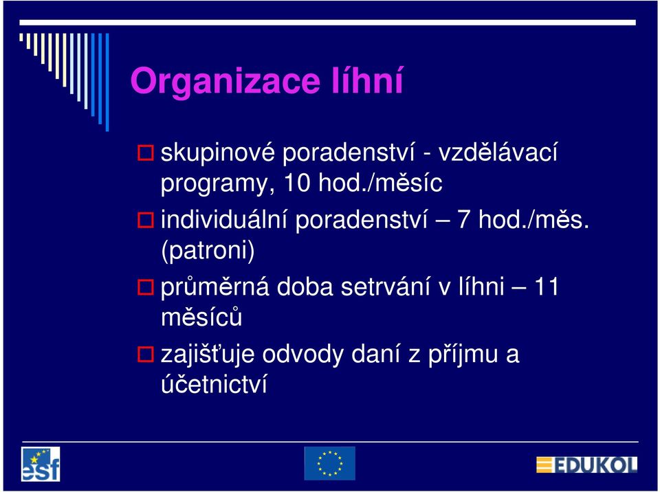 /měsíc individuální poradenství 7 hod./měs.