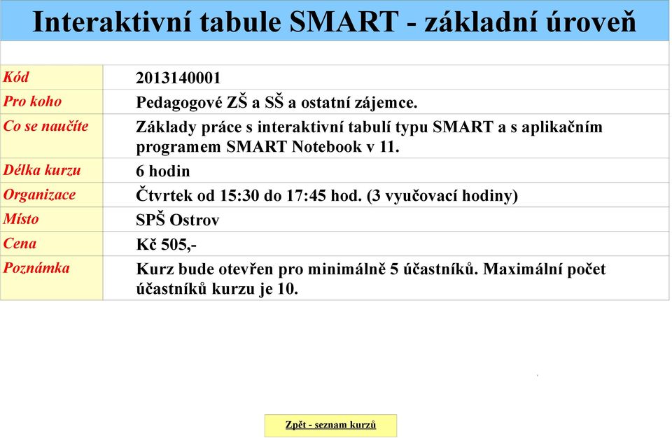 Základy práce s interaktivní tabulí typu SMART a s