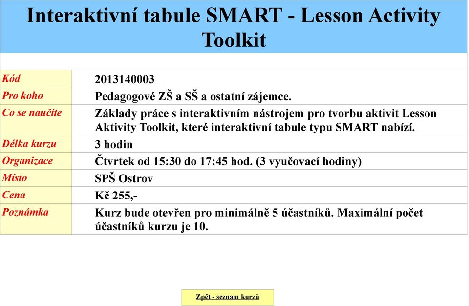 Základy práce s interaktivním nástrojem pro tvorbu aktivit Lesson