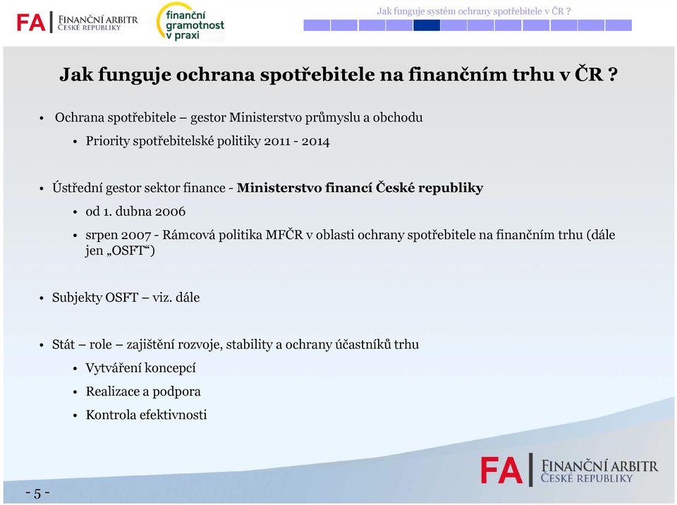 Ministerstvo financí České republiky od 1.