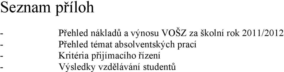 témat absolventských prací - Kritéria