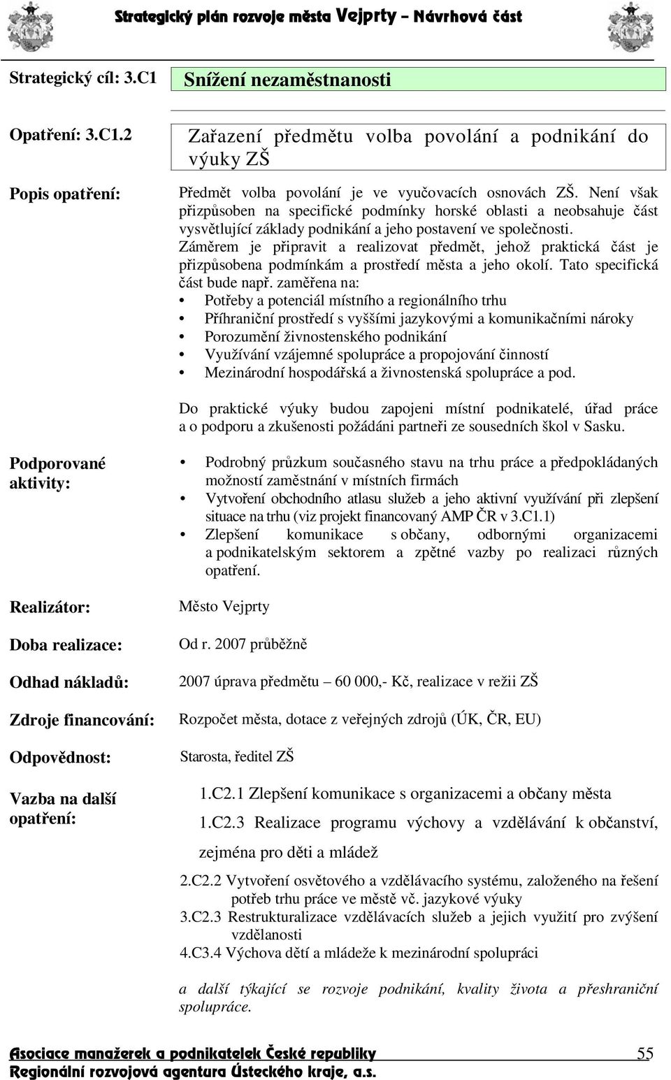 Zámrem je pipravit a realizovat pedmt, jehož praktická ást je pizpsobena podmínkám a prostedí msta a jeho okolí. Tato specifická ást bude nap.