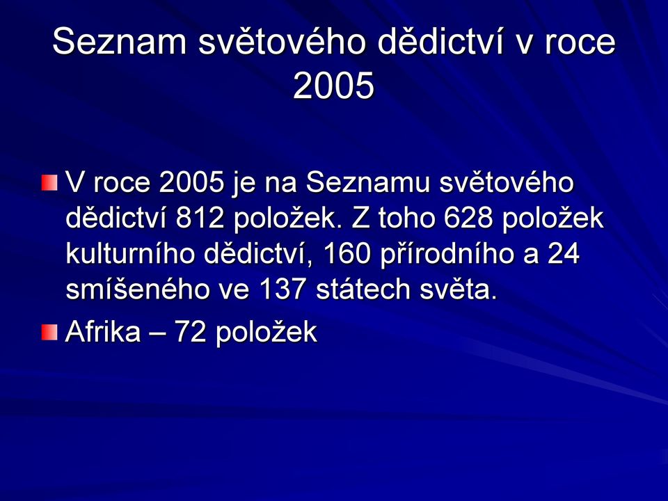 Z toho 628 položek kulturního dědictví, 160