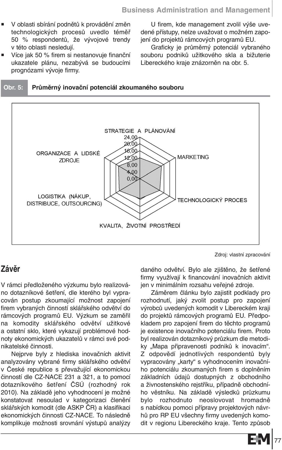 U firem, kde management zvolil v e uvedené pfiístupy, nelze uvaïovat o moïném zapojení do projektû rámcov ch programû EU.